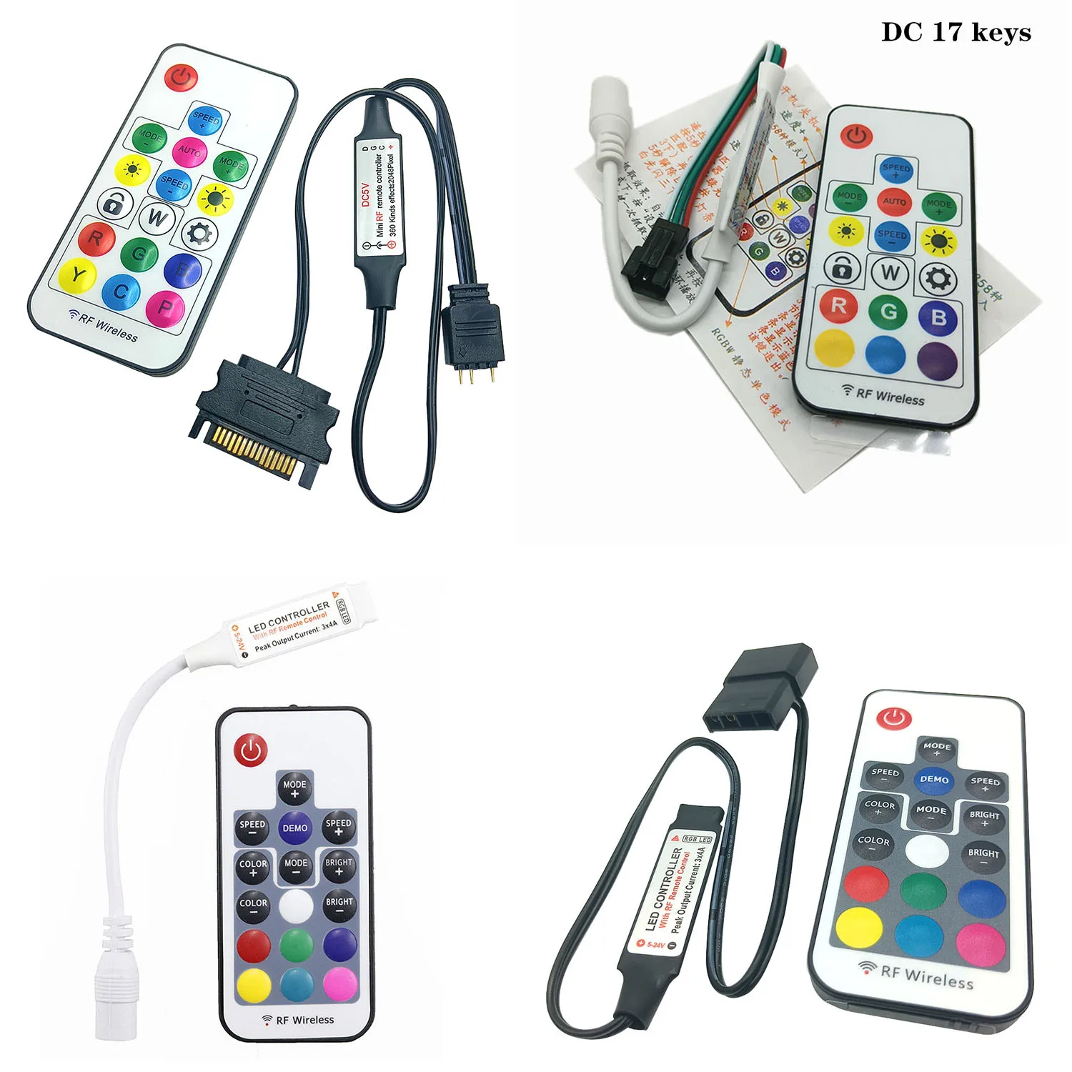 Фото 17-клавишный контроллер DC/USB LED Magic Color для пиксельных лент 5В/12-24В с беспроводным радиочастотным пультом ДУ для адресных RGB-светодиодов WS2811 №1