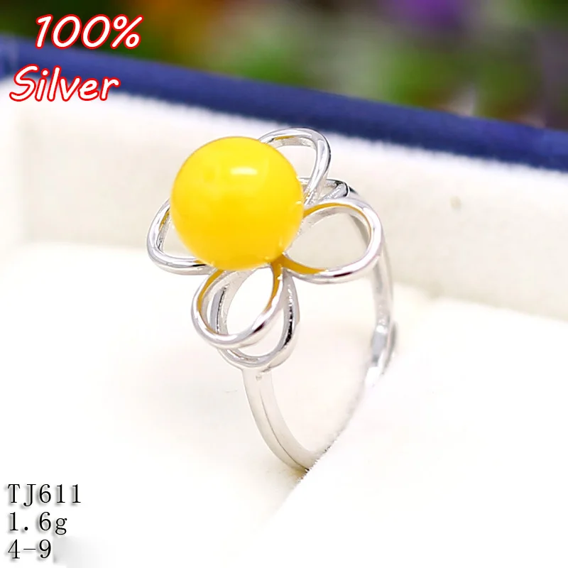 

925 Sterling Silver Adjustable Flower Ring Blanks Base DIY Handmade Blanks 4MM-9MM Cabochon Settings for Women Jewelry Findings
