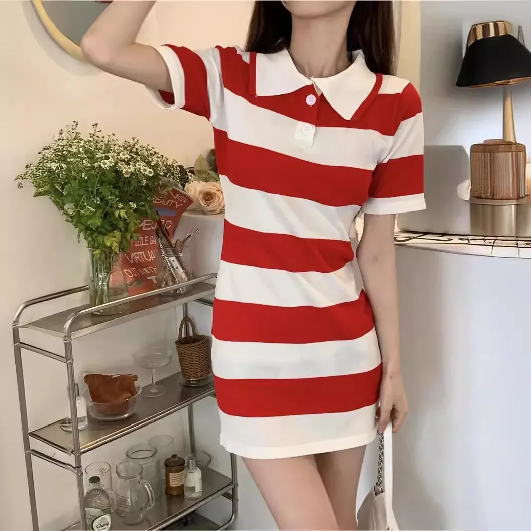 2024 винтажное женское платье-поло милое и солоное пряная юбка с надписью Love для