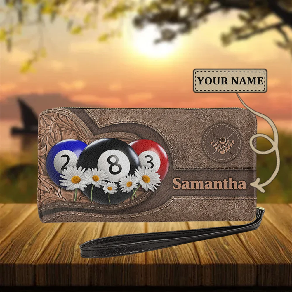 

Pasjeshouder Mannen Billiards Design Men's Leather Wallet Muiti-function Card Holder Male Long Clutch Small Coin Purse Monederos