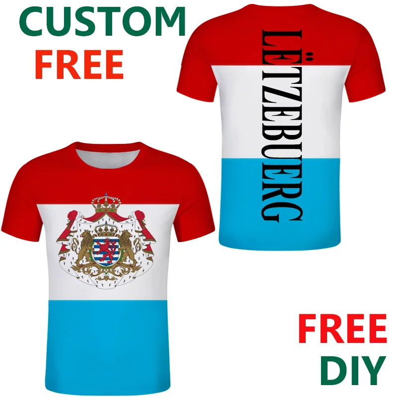 

Luxembourg t shirt custom flag add name and number Strip tshirt design own t shirt travel Souvenir Gifts Sport clothing