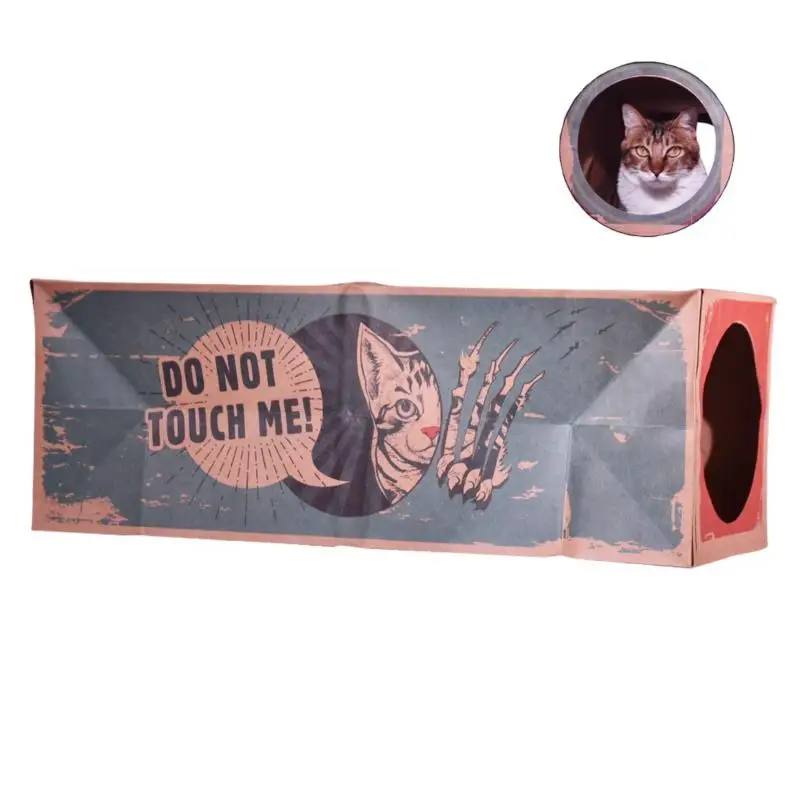 

Funny Cat Tunnel Toy Foldable Holes Kitten Kraft Paper Tunnel Cave Pet Supplies
