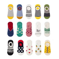 socks for women crew colorful ankle no show low cut invisible cotton thin black non slip silicone summer breathable walking