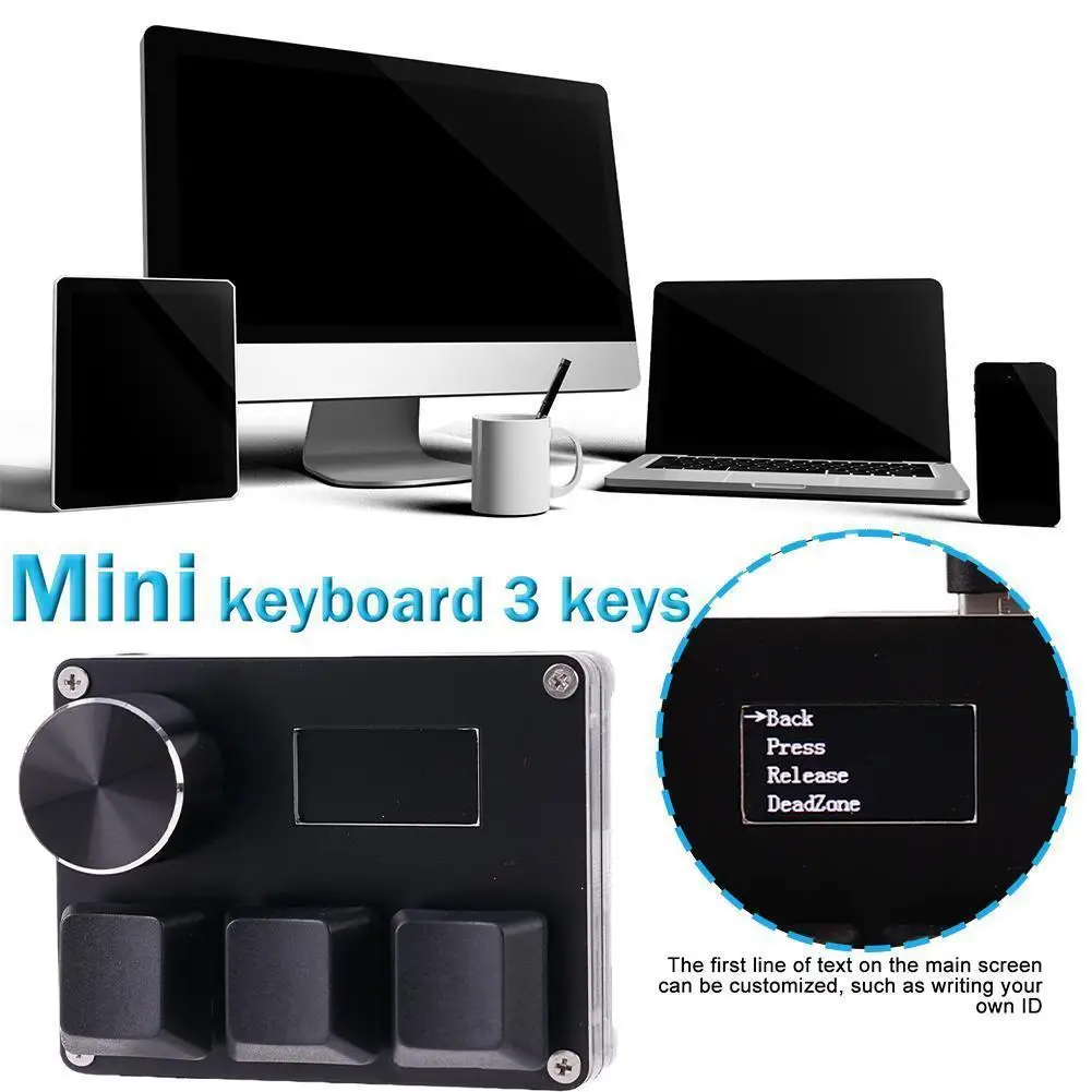 Мини-клавиатура 3 клавиши 1 ручка RGB программирование макро механическая