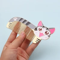2022 small pocket portable cartoon cat comb hair brush combs hair styling tools cute stainless steel comb mini anti static comb