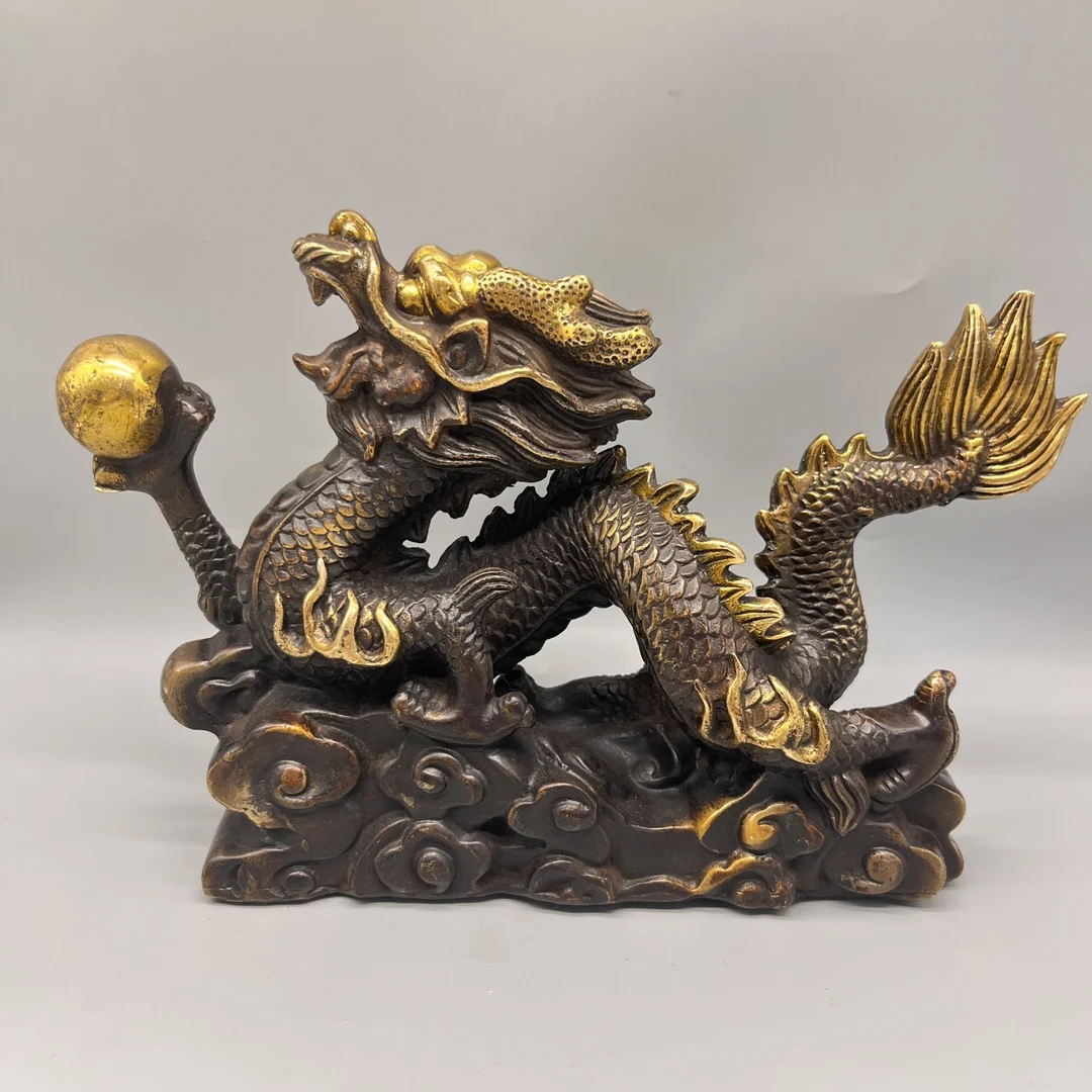 

Collect Chinese Elaboration Brass Auspicious Lucky Wealth “Dragon” Metal Crafts Home Decoration
