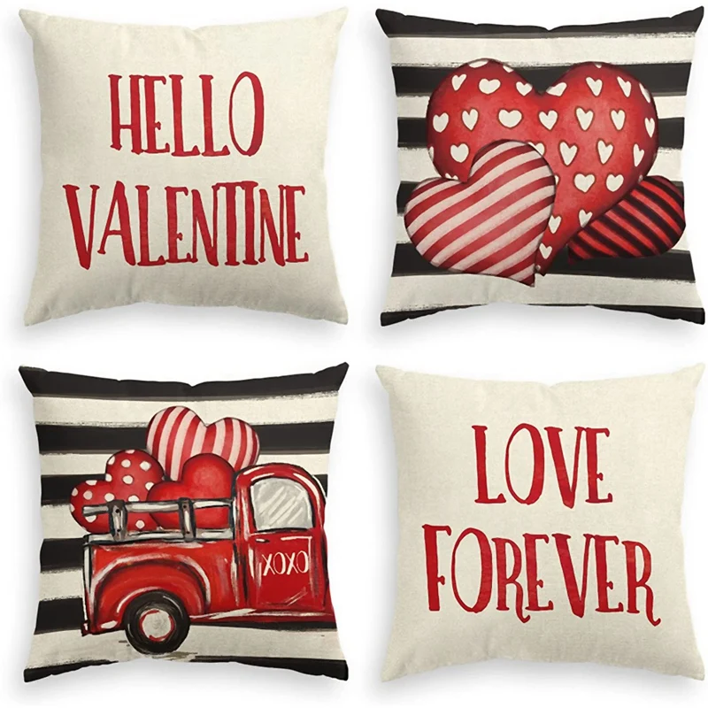 

4 шт., декоративная льняная наволочка в романтическом стиле