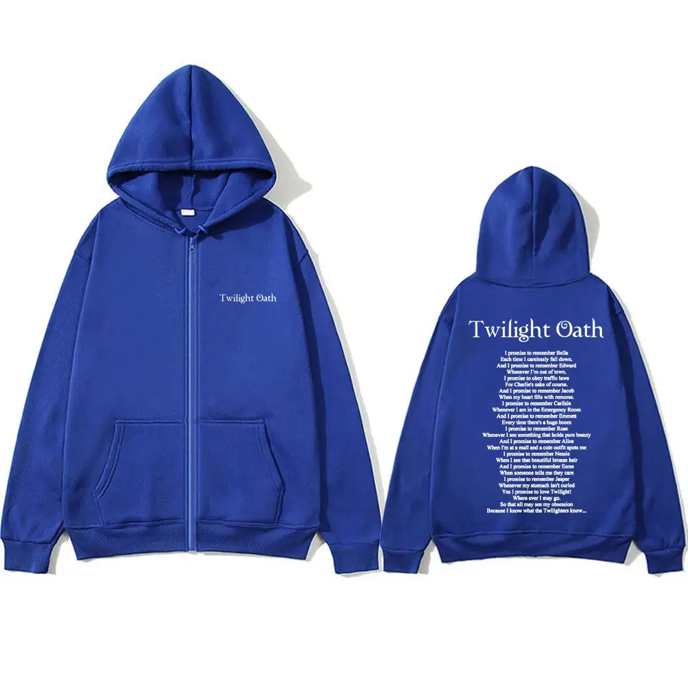 TV Play Twilight Oath Logo Graphic Zipper Hoodie Unisex Casual Fleece Zip Up Jacket Men Women Vintage Oversized Hoodies