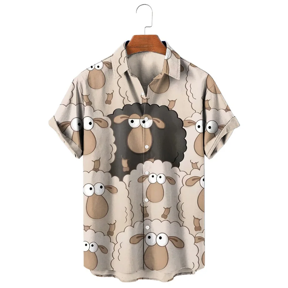 

CLOOCL Aniamls Men's Shirts Black Sheep 3D Printed Casual Shirt Summer Short Sleeve Beach Shirts for Men Clothing Dropshipping