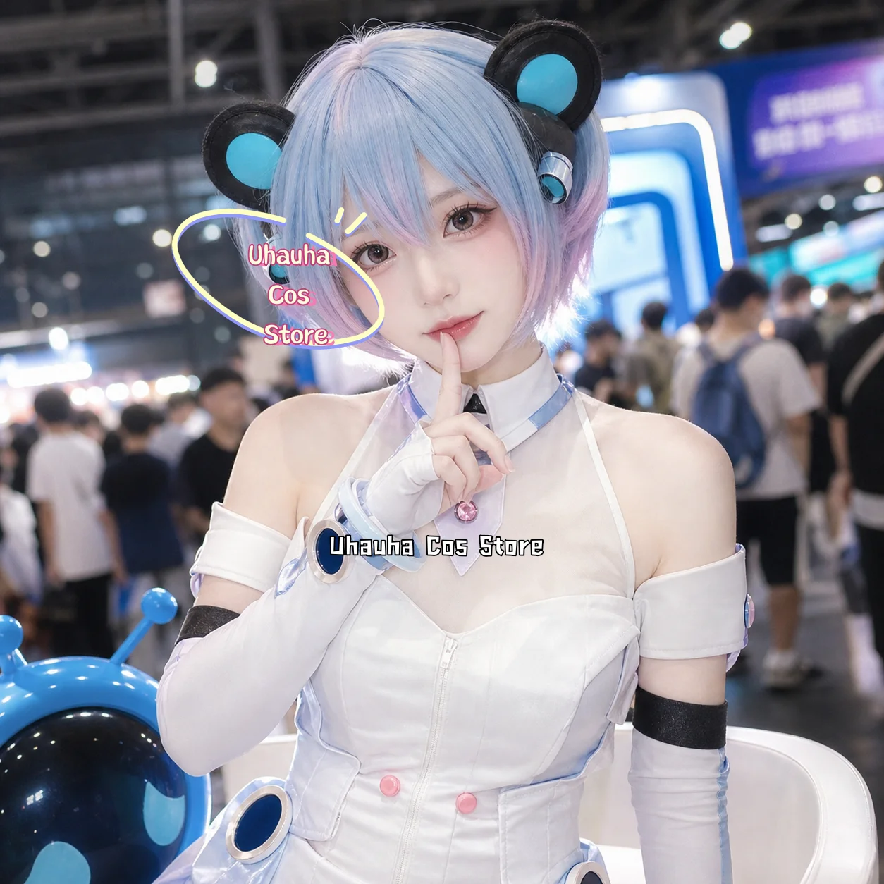 Фото CR8.3* Костюм для косплея Минецу Ритсу из аниме-игры BanG Dream, сценический костюм айдола, белый комбинезон, боди, парики, Хэллоуин №1