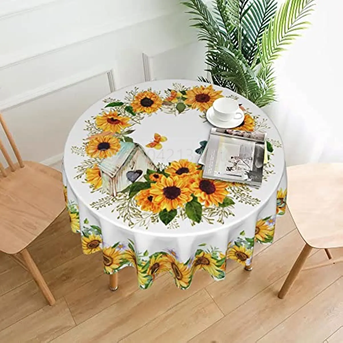 

Sunflower Tablecloth Flower Round Tablecloth 60 Inch Floral Table Cloth Washable Outdoor Picnic Party Kitchen Home Decoration