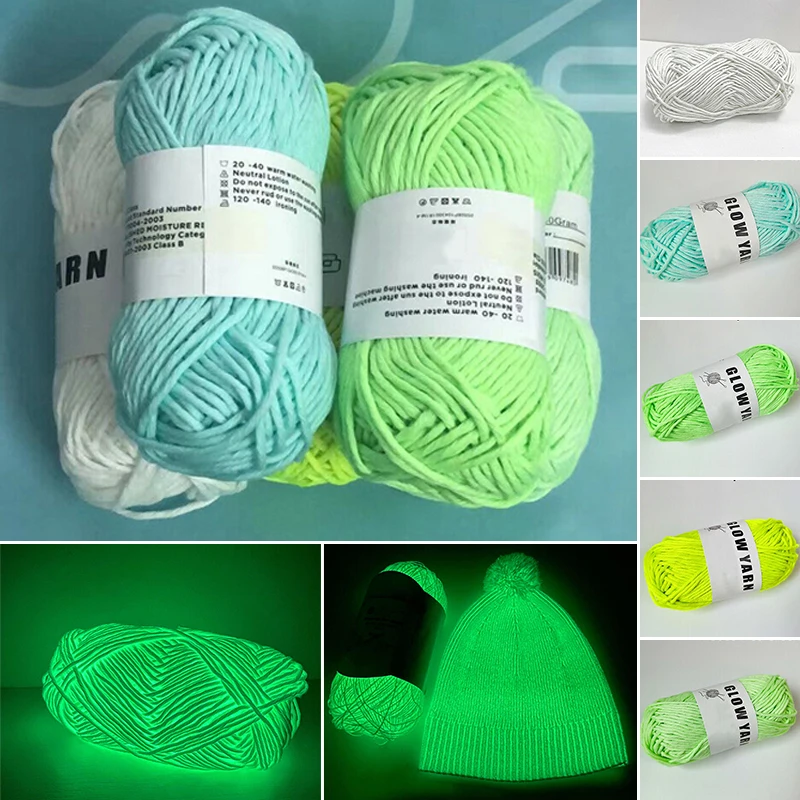 1 Roll Functional Yarn Glow In The Dark Polyester Luminous Chunky Yarn Unique Luminous Knitting Yarn Glow In Dark Yarn