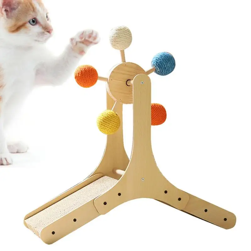 

Cat Scratching Board Toy Large Size Rotatable Interactive Solid Wood Cats Scratching Rope Ball Cat And Kitten Cats Solid Wood