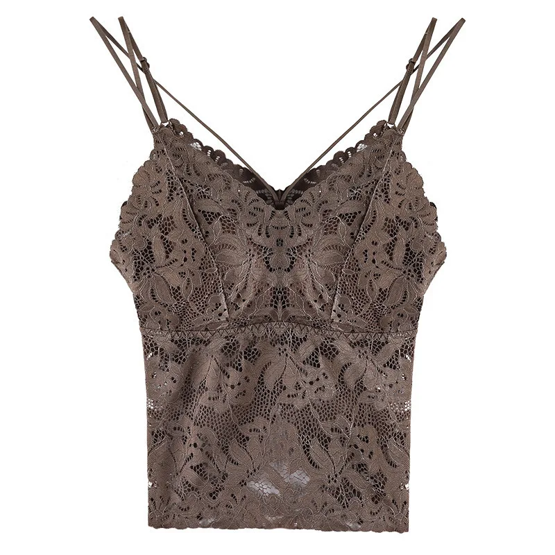 

New French Lace Vest Suspender Outside Wear 2023 Summer Fashion Women's Inner Bra Sexy Backless Bras