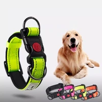 2022jmt reflective dog collar soft neoprene padded nylon pet puppy collar adjustable medium large dog collar with quick relea