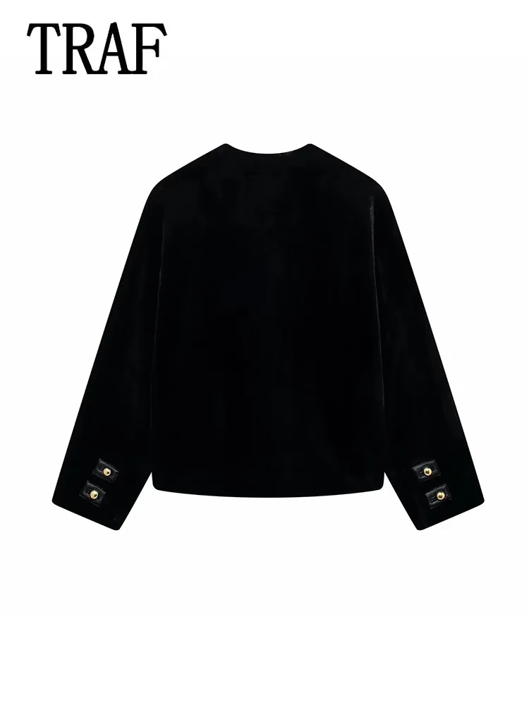 TRAF женские пушистые пальто осень-зима куртки с длинными рукавами новая верхняя