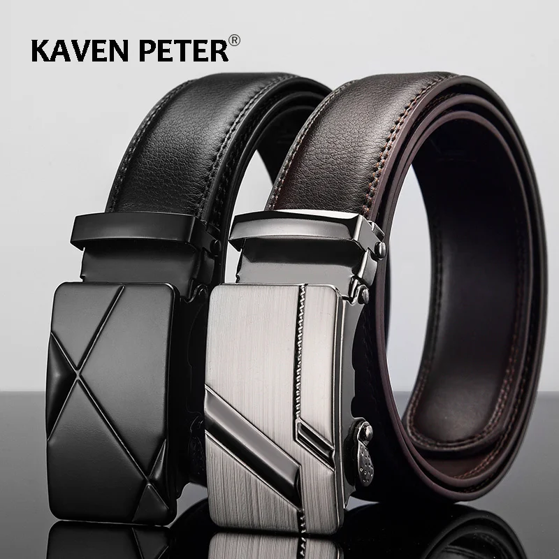 Belts For Men Luxury Brand Desiner Automatic Buckle enuine Leater Black Belt Jeans i Quality Waist Male Strap Dark Brown