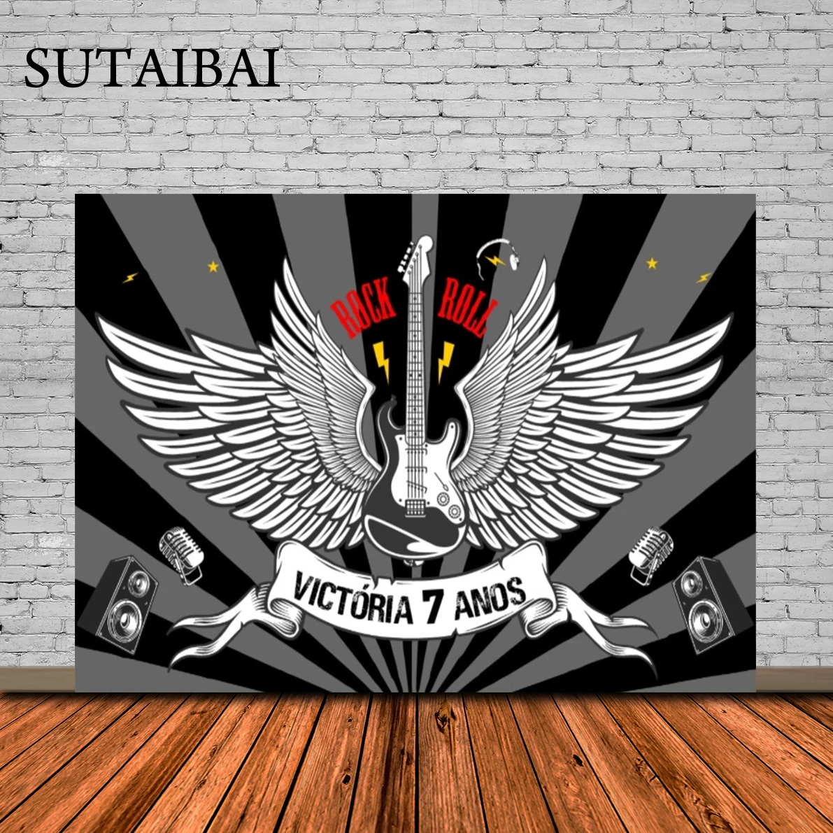 

Born To Rock Photography Backdrop Rock and Roll Party Decoration Guitar Music Theme Birthday Portrait StudioPhotobooth