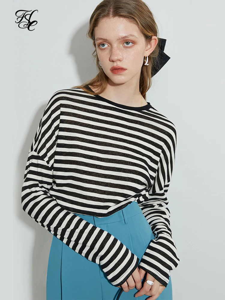 

Блузка женская в полоску, с длинным рукавом, свободного покроя