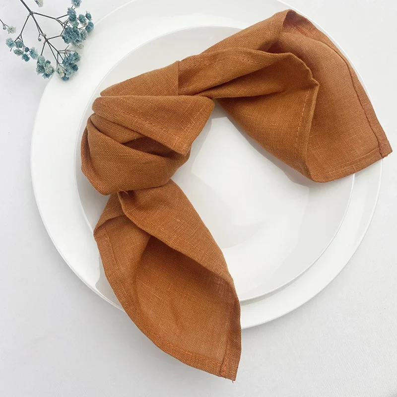 

10PC 40X40cm Orange Napkins Linen Cloth for Wedding Decoration Halloween Thanksgiving Christmas Party Baby Shower Table Supplies
