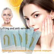 Relleno facial antiarrugas para mujer, hilo de proteína a base de colágeno, línea de oro para el cuidado de la piel, 5 bolsas/60 piezas