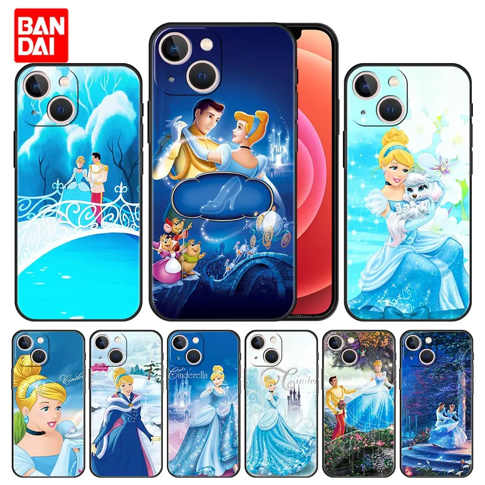 

Disney Cinderella Anime Case for iPhone 13 12 11 Pro Max SE 2020 11pro 12pro 13pro Mini Soft Silicone Cover Protection Black Bag