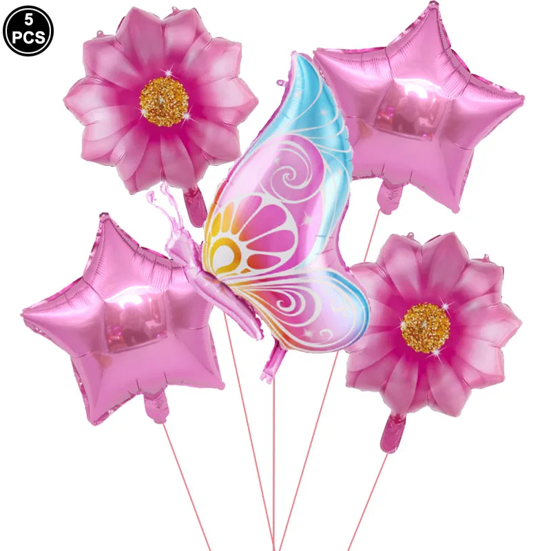 

5Pcs Butterfly Flower Balloon Sunflower Balloons Baby Shower Decorations Helium Ballon Birthday Party Wedding Globos Supplies