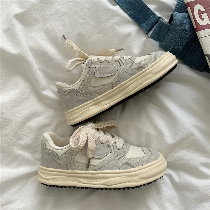 

Leather Sneakers Women Designer Woman Sports Shoes Spring Autumn Lady Flat Lace Up Sneakers Casual Female Vulcanized Shoes B1-42