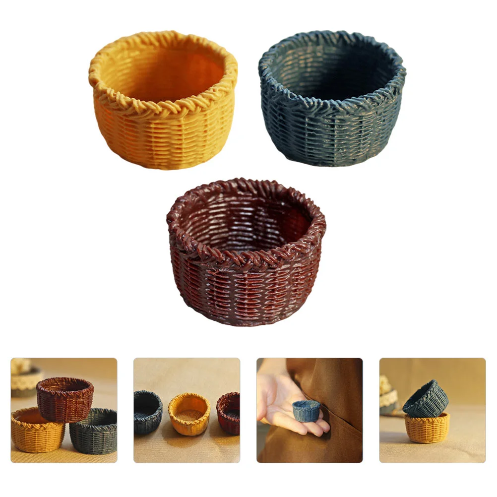

Basket Mini Small Miniature Ornament Modelflower Baskets Woven Resin Crafts Christmas Props Craft Storagebag Photography Fillers