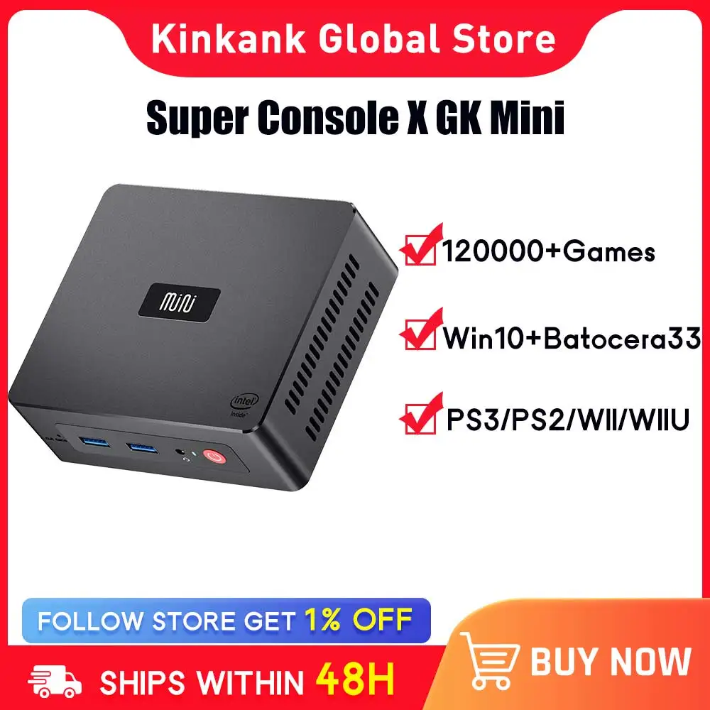 

KINHANK Retro Game Console Super Console X Beelink GK Mini with 80+ Emulators 120000 Games for PS3/PS2/WII/WIIU/DC/N64/SS/Xbox