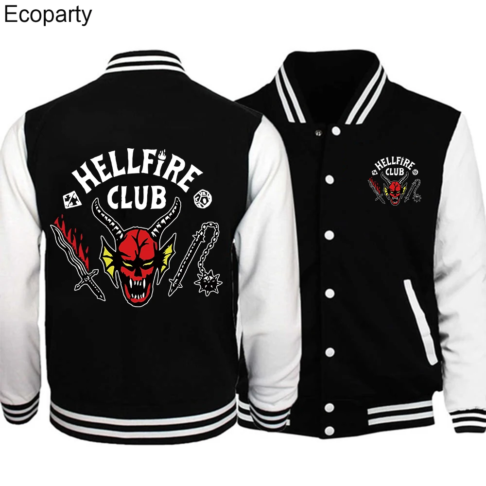 

Hellfire Club Stranger Things Season 4 Bomber Jackets Women Men's Couple Baseball Coat Streetwear Long Sleeved Jacket 2022