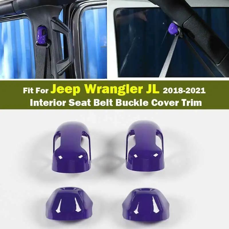 

For Jeep Wrangler JL 2018-2021 Purple Interior Seat Belt Buckle Cover Trim 4PCS