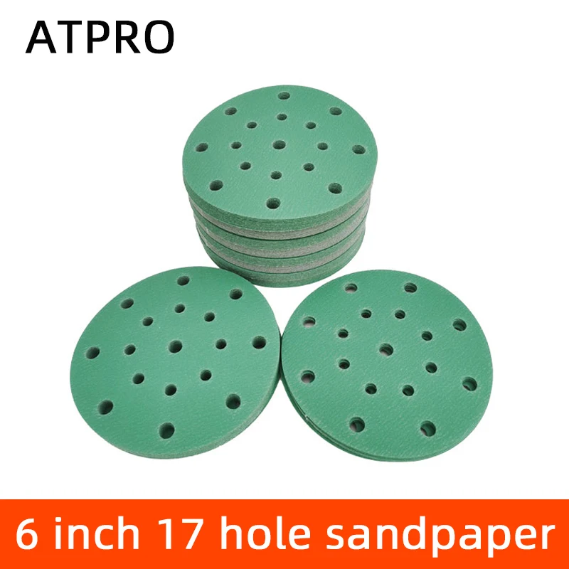 10 Pieces Of 6-inch 17-hole Sandpaper Round Flocking 150mm Car Sanding Putty Suitable For FESTOOL Pneumatic Sanding Machine