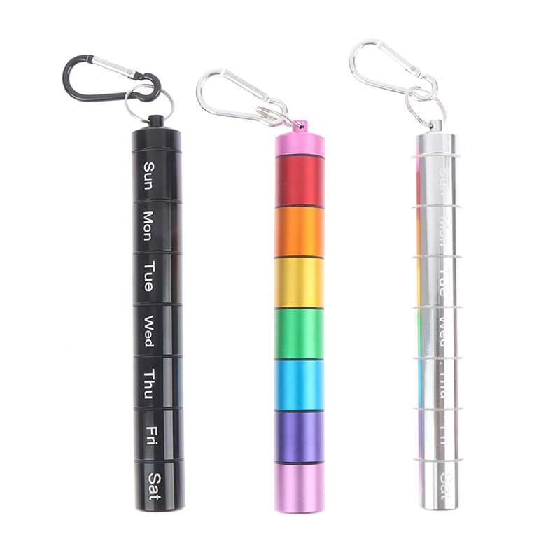 

Metal Weekly Pill Box Split within 7 Days Modern Keychain for Bag Strong Tightness Waterproof Medicine Organizer