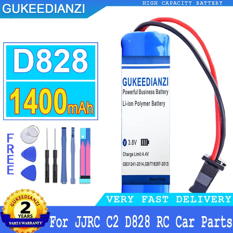 

Bateria 1400mAh High Capacity Battery D828 For RC Stunt Dump Car Battery Toys For JJRC C2 RC Car Parts 14500 SM-2P D 828 Battery