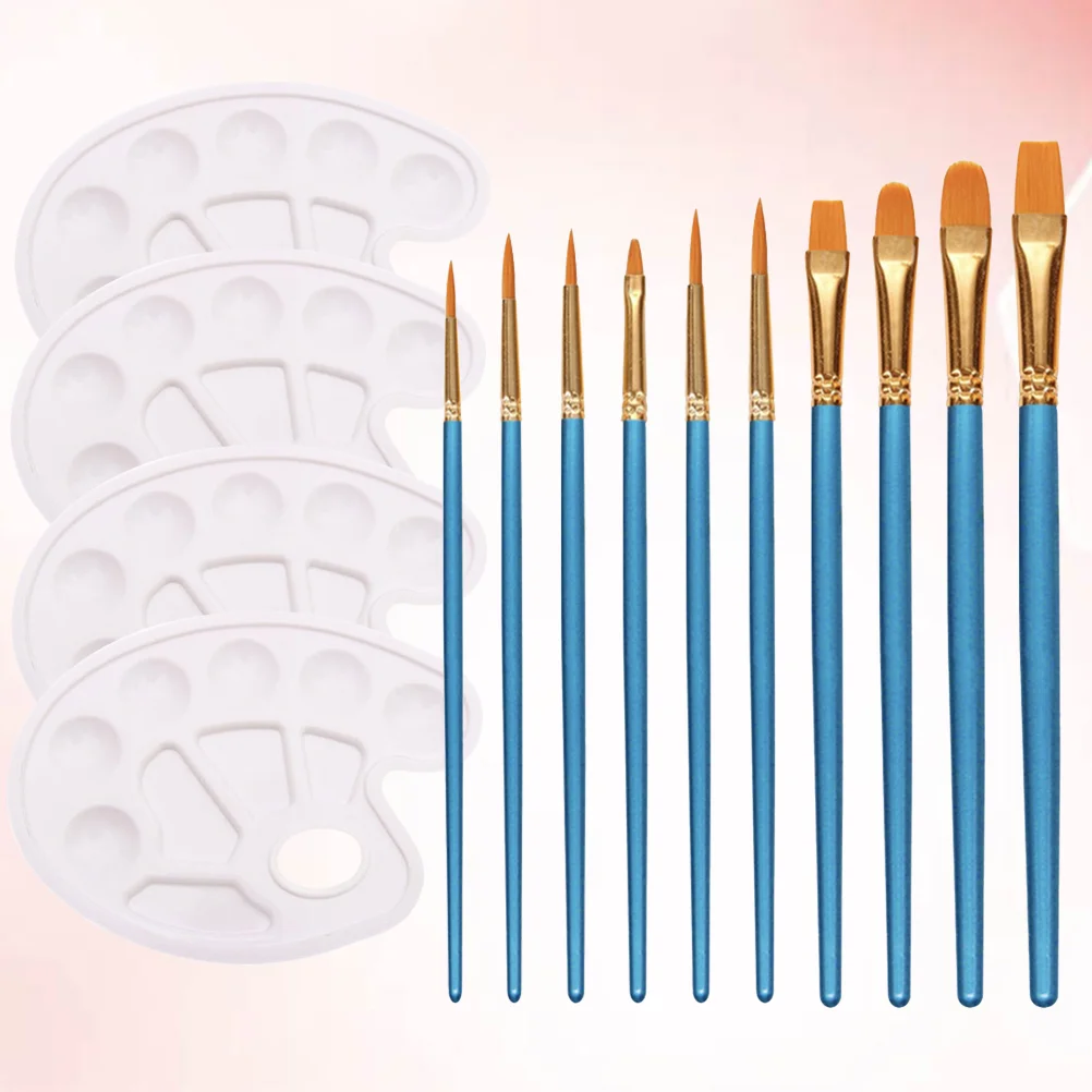 

Brushes- 10 Brushes with 4 Acrylic Brushing Brushes Set Drawing Brush Painting Brush for Kids Adults Students
