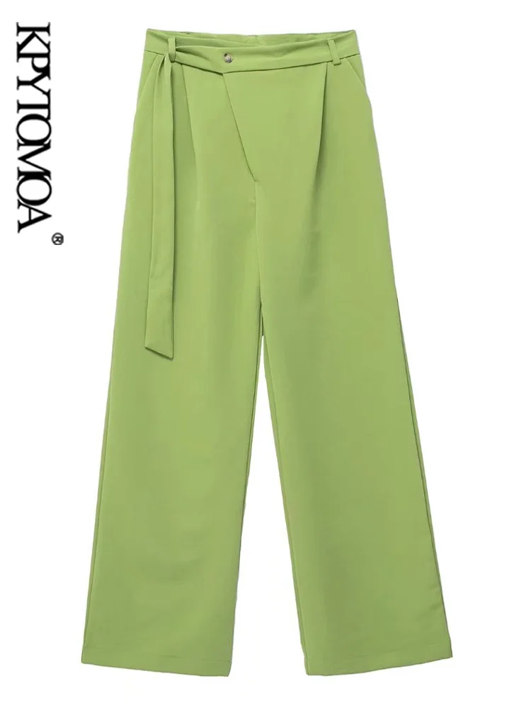 

Модные женские Асимметричные прямые брюки KPYTOMOA с боковыми карманами, винтажные женские брюки на молнии со средней талией