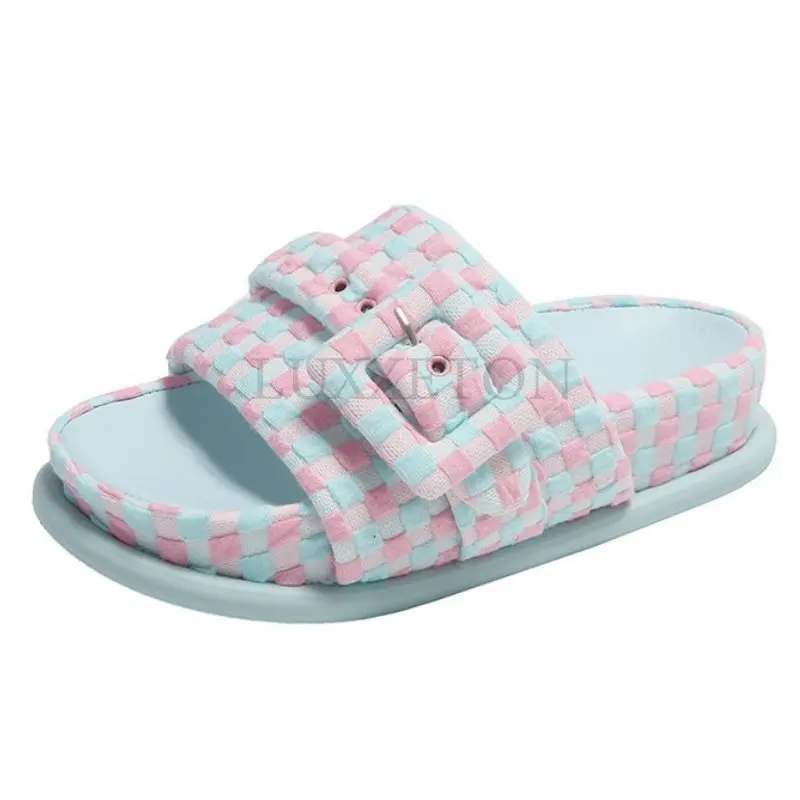 

Mesh Fashion Beach Flats Platform Slippers Women Dress Sandals Summer Thick Slingbacks Shoes Flip-flops Femme Slides