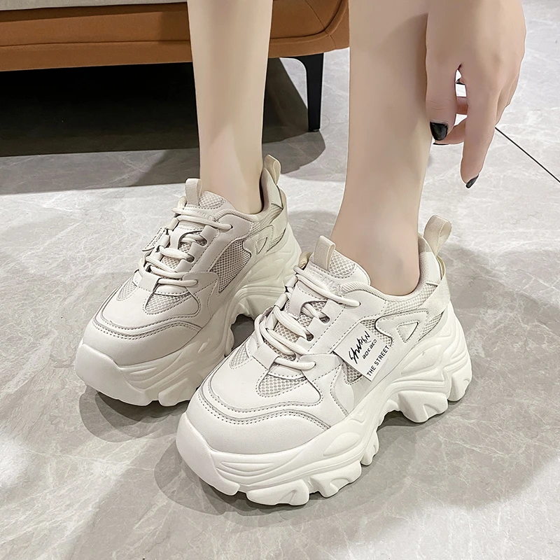 

Internal Increase Chunky Shoes Women Comfortable Platform Shoes Female Casual Vulcanized Shoes Fashion High Heel Woman Sneakers