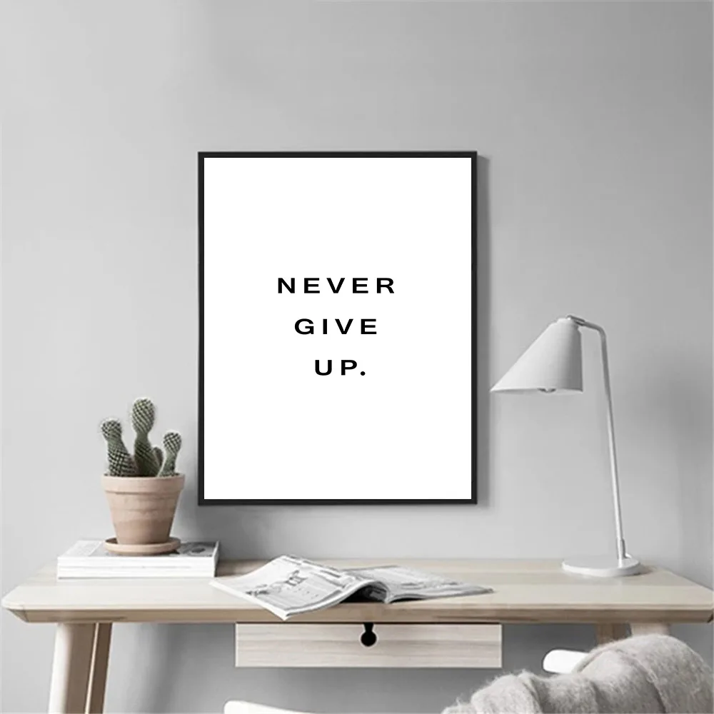 

Minimalist Motivational Quotes Never Give Up Wall Art Canvas Posters And Prints Minimalist Painting Modern Picture Home Decor