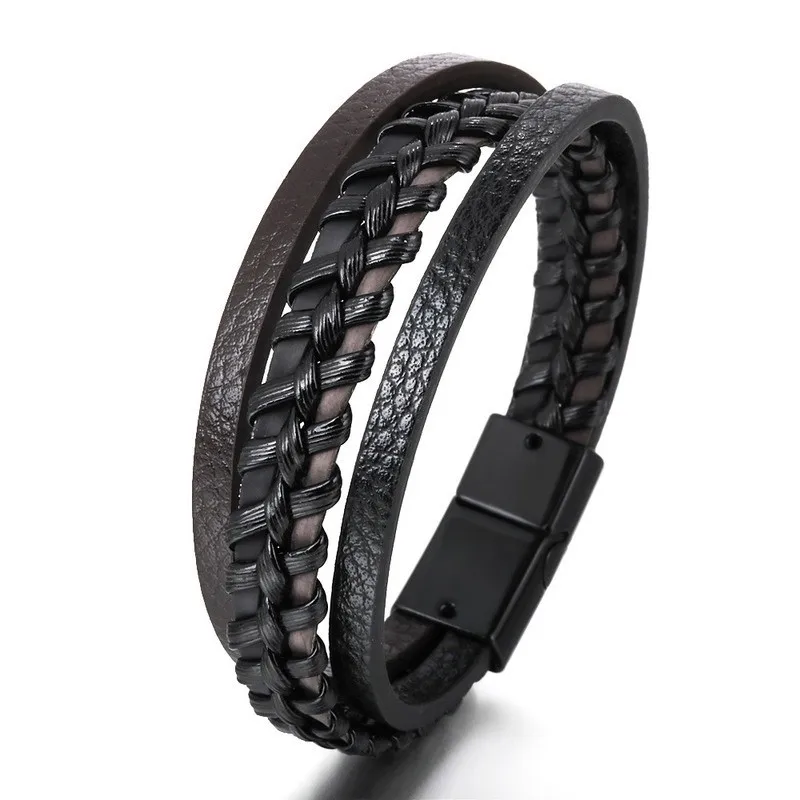 

Magnetic Leather Rope Hand Woven Bracelet Multilayer Braided Bracelet Rope National Style Mixed Color Men Jewelry Gift