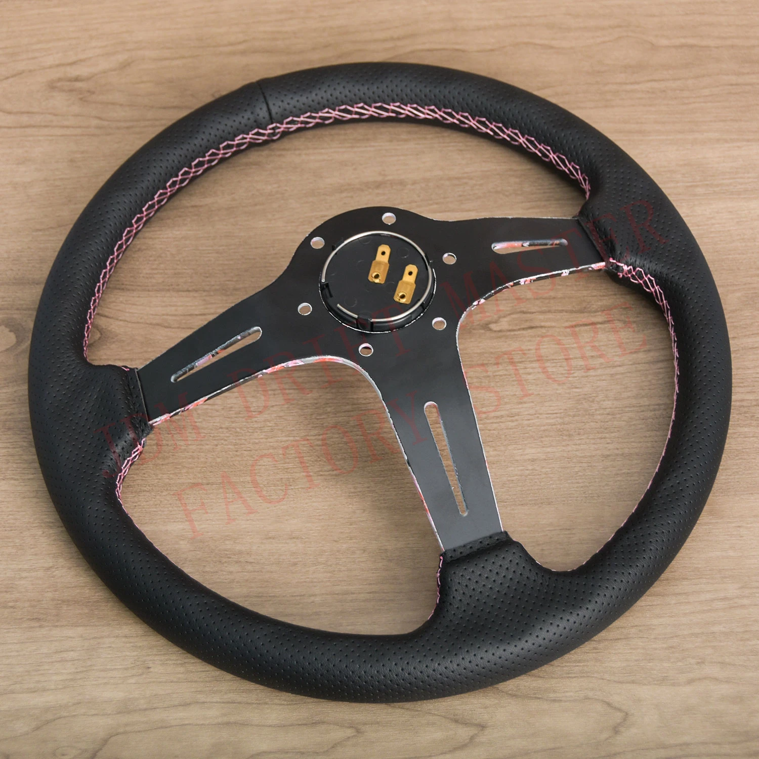 Универсальный 14-дюймовый перфорированный кожаный руль JDM Drift Flower Sim Racing