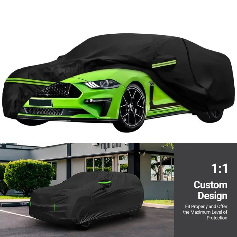 

Водонепроницаемые автомобильные чехлы для Ford Mustang 1994-2024, всепогодные с дверной молнией, ветрозащитные ленты для защиты от снега, дождя, пыли и града
