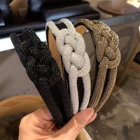 solid color hair accessories wire rope twist hair hoop female simple wide brimmed hair band high end bow headband hair horquilla