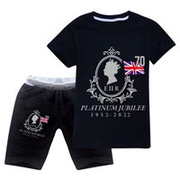 kids summer clothes boys girls anime platinum jubilee year tshirt and pants 2pcs short sleeve clothing children birthday outfits