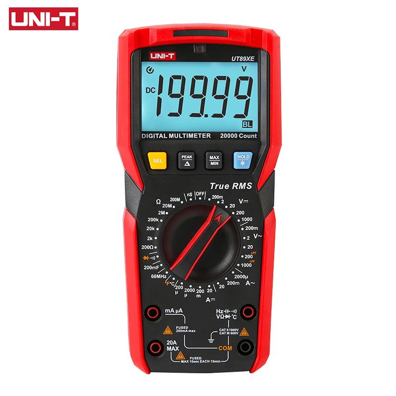 

UNI-T Digital Multimeter UT89XE Professional Tester True RMS Manual Range DC AC Voltmeter Ammeter Capacitor Temperature Meter