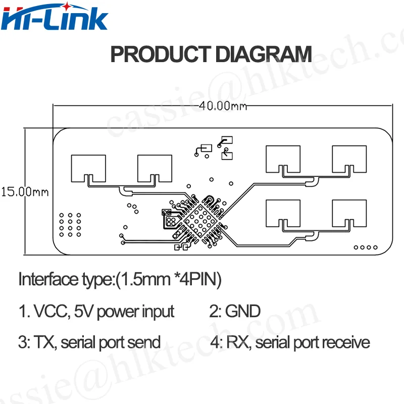 Hi-Link Φ 24G MmWave модуль отслеживания скорости движения и человека для замены PIR в 6 м