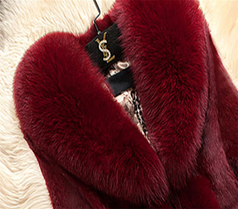 Winter 2021 Faux Fur Coat Women Thick Outwear Female Long Fake Fox Fur Collar Jackets for Ladies Slim Elegant Warm Coat Oversize