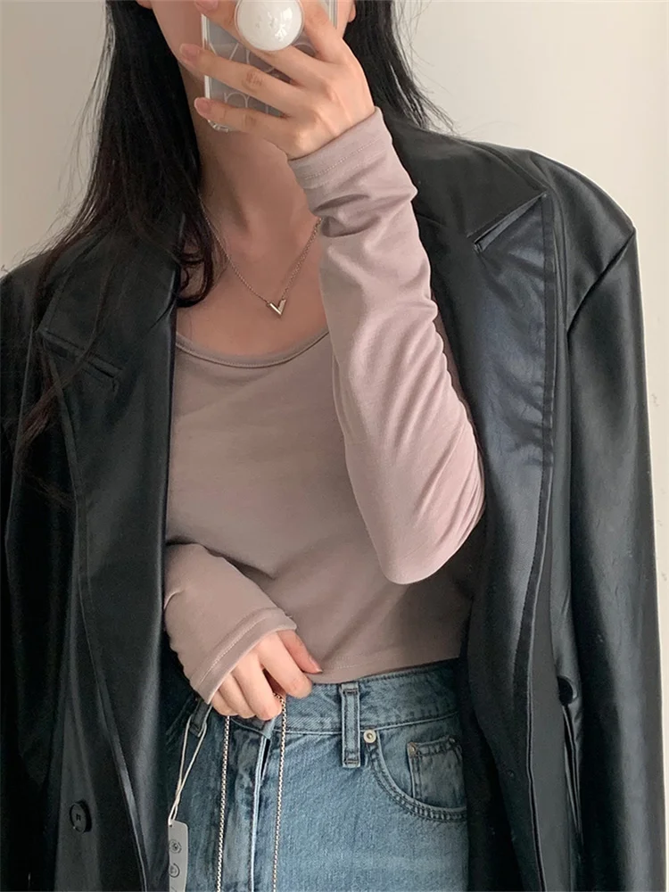 Женская модная шикарная черная длинная куртка из искусственной кожи женские