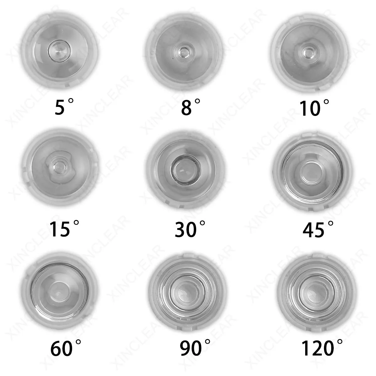 Фото Светодиодная линза 1 Вт, 3 Вт, 5 Вт, оптическая плоская прозрачная линза из ПММА 20 мм, 5, 10, 15, 30, 45, 60, 90, 120 градусов, подходит для светодиодных чипов высокой мощности 1, 3, 5 Вт. №5